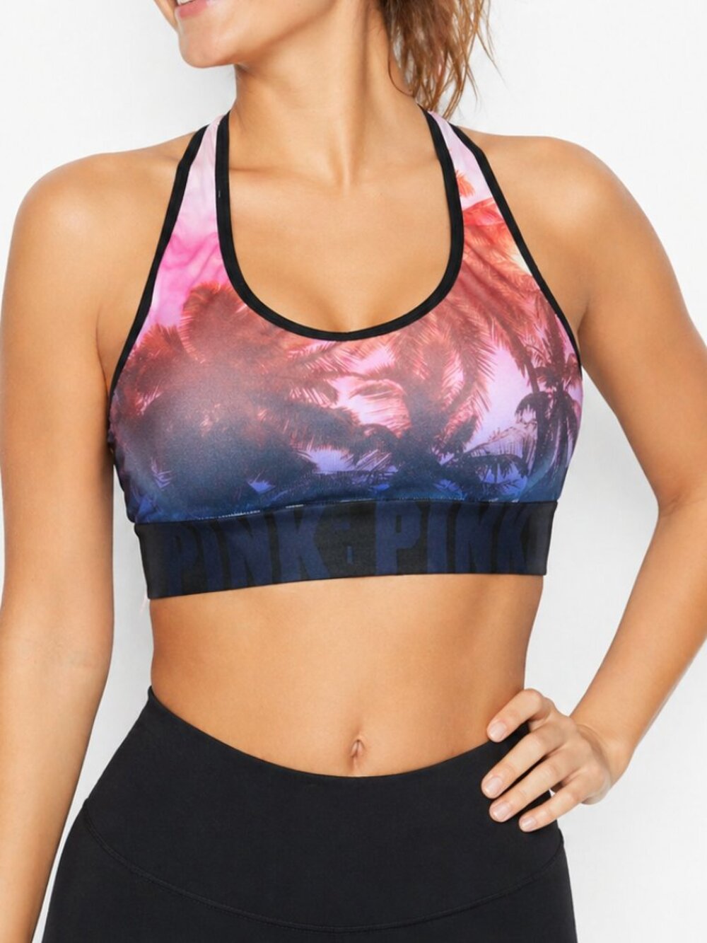 Victoria’s Secret PINK Palm Print Halter Sports Bra | Small